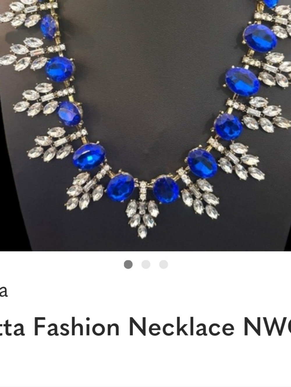 New! Aratta Silent Journey Sapphire Blue Rhinestone Gem Bling Statement Necklace